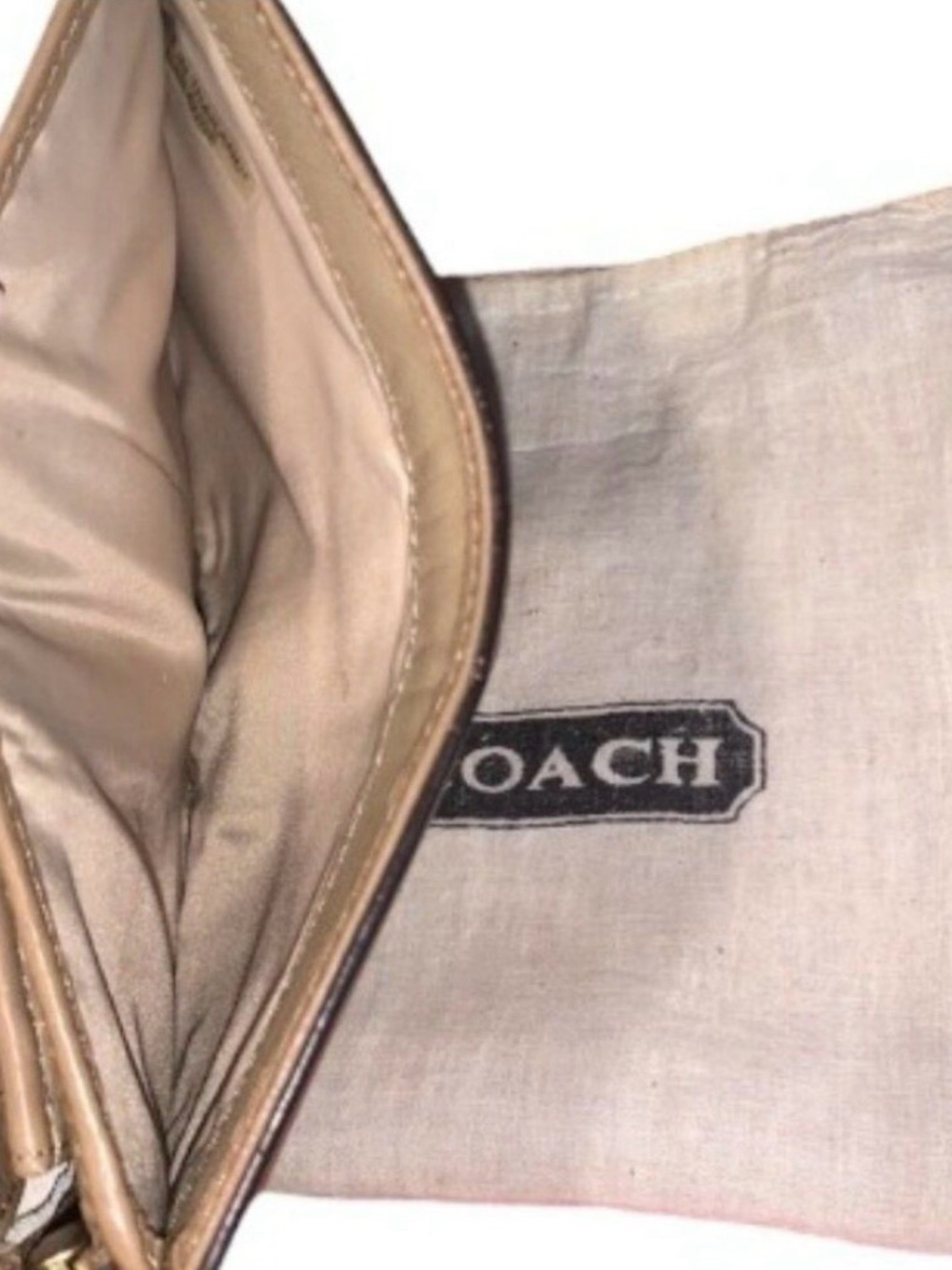 COACH Taupe Leather Buckle Continental Wallet - Picture 8 of 8